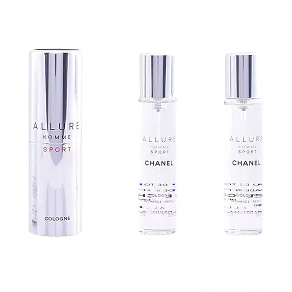 ALLURE HOMME SPORT COLOGNE vaporizador recarregável portátil e dos refis 3 x 20 ml