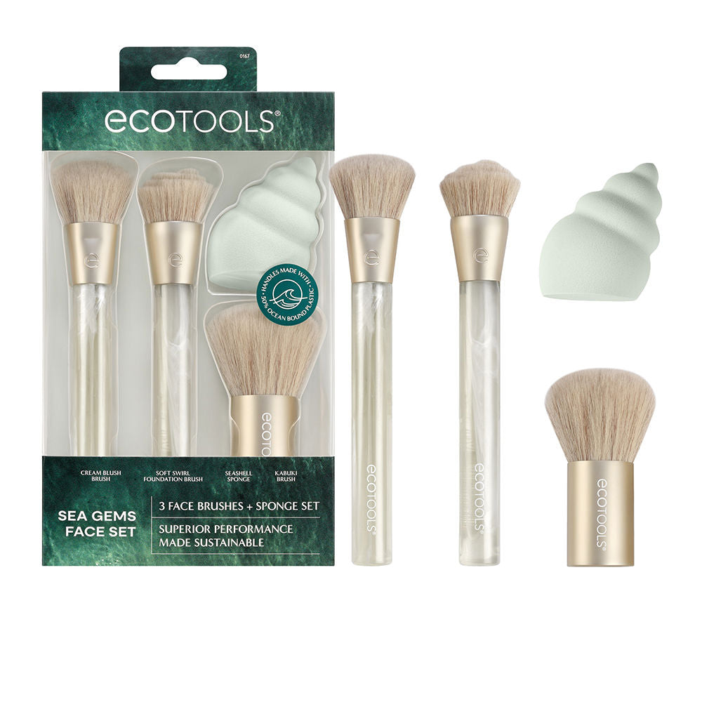 Conjunto de pincéis e esponjas de maquiagem SEA GEMS (4 peças)