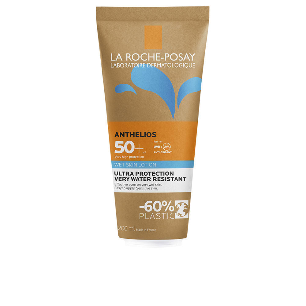 Protetor solar corporal ANTHELIOS WET SKIN em tubo de papelão, alta proteção UV FPS 50+ 200 ml