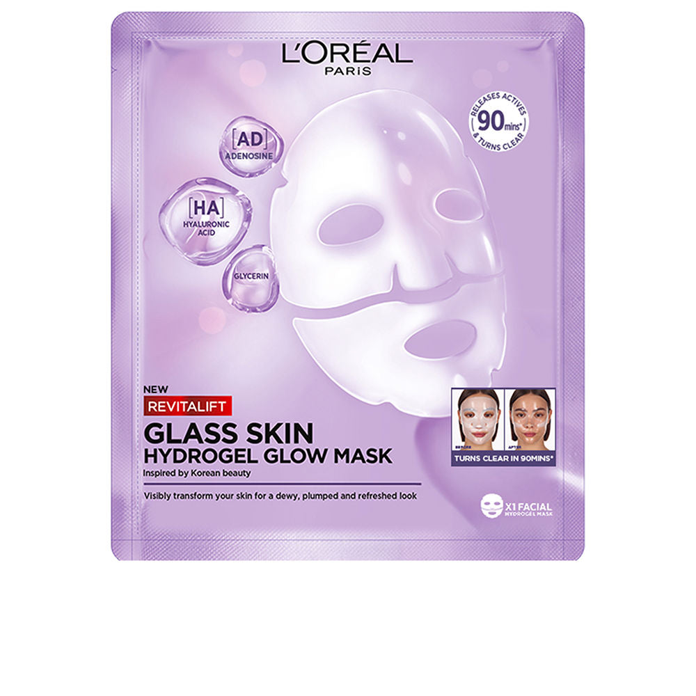 Máscara de hidrogel REVITALIFT GLASS SKIN para pele radiante, 1 unidade.