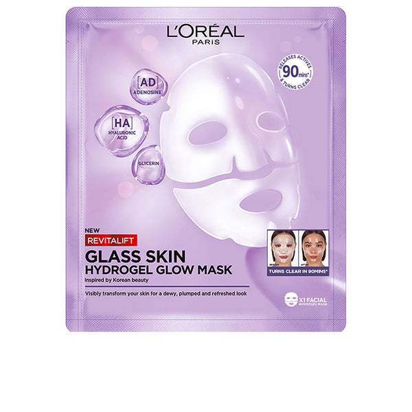 Máscara de hidrogel REVITALIFT GLASS SKIN para pele radiante, 1 unidade.